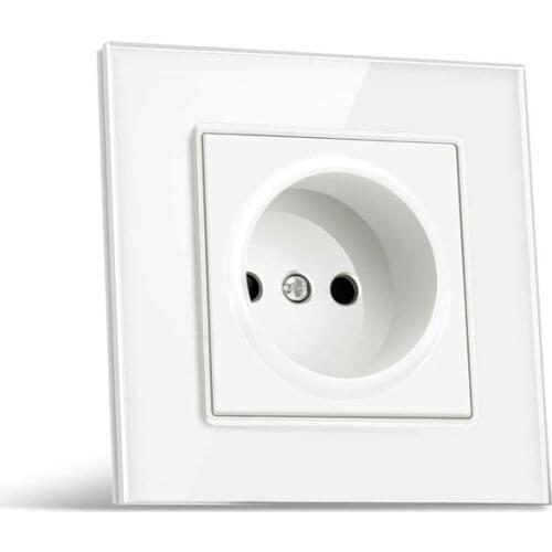 FRON EU Standard Style 16A Plug Wall Socket Crystal Tempered Glass/PC Panel AC110-250V Type electric Socket CE RoHS certified