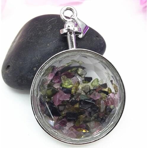 Hot sale multicolor 4 types charms pendant crystal fluorite stone irregular gravel delicate women jewelry finding B3071