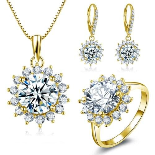 QYI 14K Yellow Gold Round Shape Wholesale Engagement Ring set for women SONA Lovely diamond ring for anniversary Xmas gift