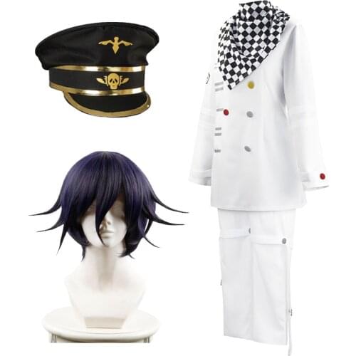 Anime Danganronpa V3 Cosplay Costume Women/man Kokichi Oma Uniforms Scarf Cloak Set Cape Short Wig Halloween Party Props