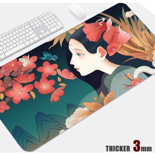 Art Beauty Mouse Pad Anime Pc Gamer Office Desk Mat Keybord Large Leather Rubber Pad Gaming Accessories