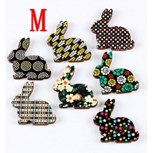 Fashion design Vintage Style Colorful Different geometric Pattern Laser Cut wood Rabbit wooden DIY brooch Necklace (WK-M)