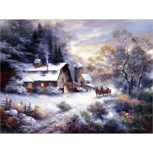 Embroidery Counted Cross Stitch Kits Needlework - Crafts 14 ct DMC DIY Arts Handmade Decor - Snowy Evening Outing