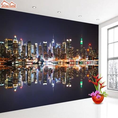 Night City Building 3d Wallpapers for Living Room Wall Paper Papers Home Decor 3 d Wallpaper Peel and Stick Contact Paper Mural