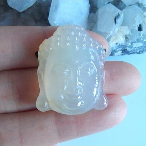 Natural Gemstone Carved Buddha Agate Pendant Bead ,Birthday gift, Popular jewelry,32x25x10mm,12.5g