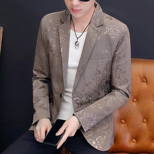2021 Spring New Mens Printed Suit Slim Youth Fashion Trend Slim-Fit Casual blazer for men