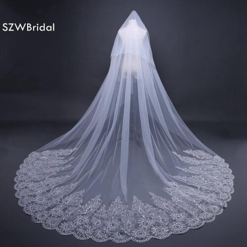 New Arrival White 3 Meter wedding accessories 2021 Veu de noiva Lace Appliques bridal veil velo de novia Brautschleier