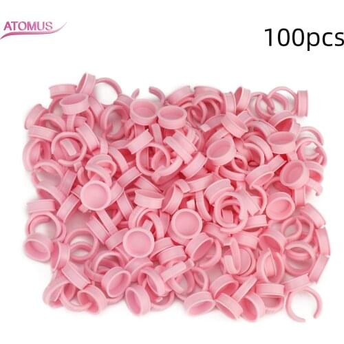 100pcs Disposable Plastic Microblading Tattoo Ink Ring Pigment Holder Cup Eyebrow Tatoo Accessories Supplies Permanent Makeup