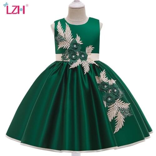 LZH Formal Dresses For Girls Princess Dress Fashion Applique Bow Kids Birthday Party Dinner Dress For Childrens Clothing 4-10Y
