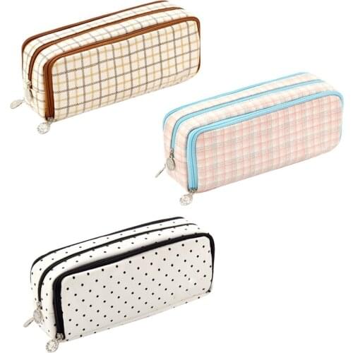 Large Capacity Pencil Case 3 Compartments Canvas Pencil Bag Pouch School Stationery Supplies for Teen Boys Girls Students