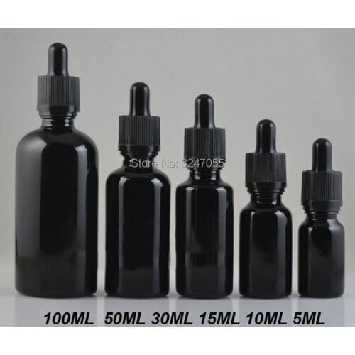 10ml15ml30ml50ml100ml Black Empty Glass Cosmetic Essential Oil Bottle, Elegant Glass Pipettes Dropper Bottle, Cosmetic Packing