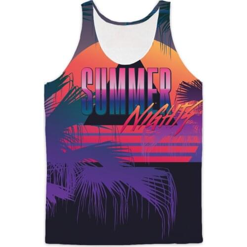 REAL American SIZE Summer Nights fashion 3D Sublimation Print Tank top - plus size 4XL 5xl 6XL