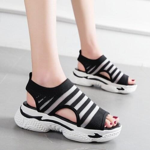 Women Summer Chunky Sandals Slip-On Ladies Comfortable Female Shoes Fashion Breathable Sneakers Mujer Zapatos Large Size 35-40