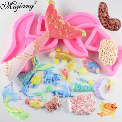 3D Mermaid Tail Silicone Molds Shell Coral Chocolate Mold Cake Decoration Sugar Craft Tools Candle Moulds DIY Craft Fondant Mold