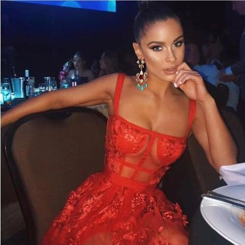 Sexy Club Long Women Bandage Dress High Quality Clothes 2019 Fashion Elegant Ladies Vestidos Evening Red Lace Party Dresses