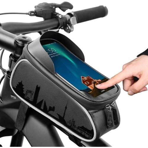 6 Inch Waterproof Bicycle Bag For Phone with TPU Touch Screen Bike Front Frame Pouch Cycling Tail Bag Bike Accessories 1PCS