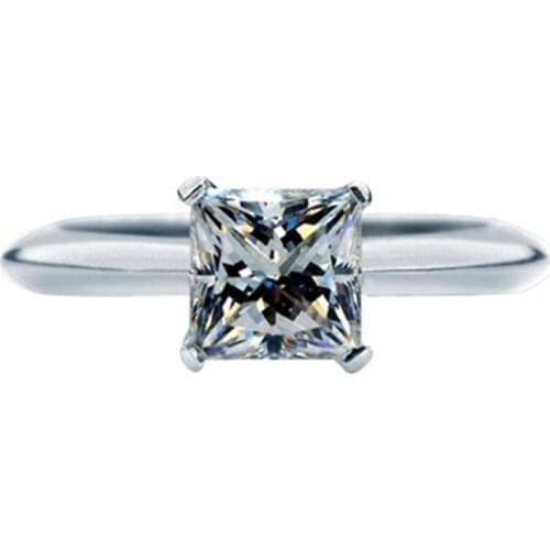 Test Positive 2Ct 7X7MM Princess Cut D-E Moissanite Diamond Ring 925 Sterling Silver Ring Engagement Ring for Her