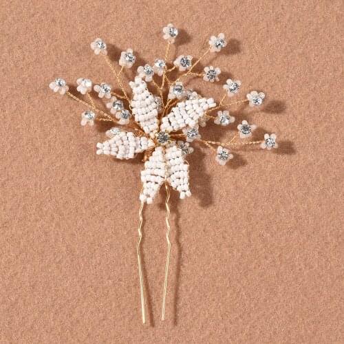 Beaded Flowers and Diamond Hairpin Headdress Comb Back Comb Hair Accessories Bridal Wedding Hair Decoration LXH