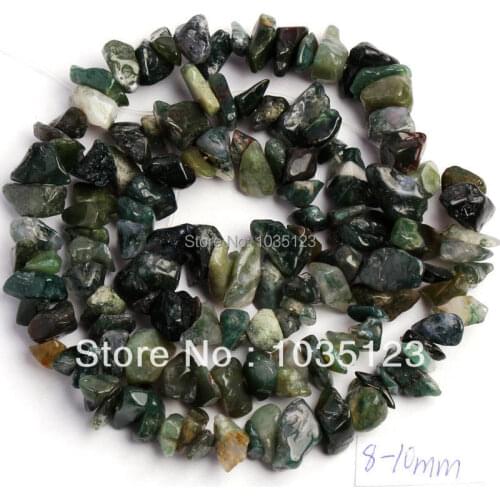 High Quality 5-8mm Pretty Natural Moss Agates Freeform Gravel DIY Gems Loose Beads Strand 40cm Jewelry Making Free Shipping w384