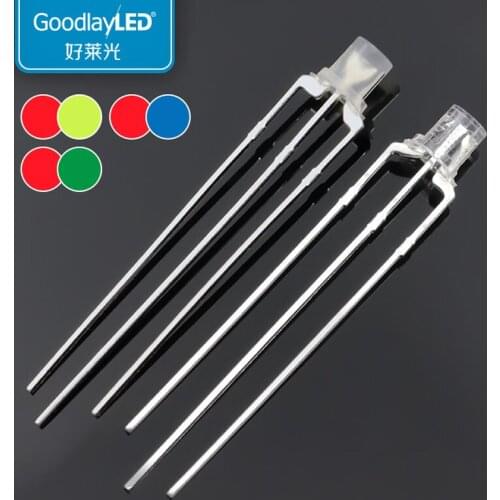 1000PCS 3mm flat head two-color transparent fog like cnegative and positive LED light-emitting diode DIP