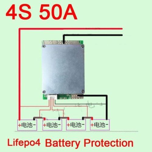 4S 50A 12.8V CELL Lifepo4 BMS Lithium iron phosphate Battery Protection PCB Board For 3.2v*4 Pack WITH Balance