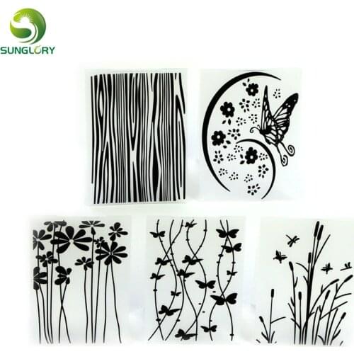 5PCS Flower Texture Sheet Set Butterfly Grass Texture Mat Sugar Craft Decoration Cupcake Cookie Fondant Cake Molds For Baking