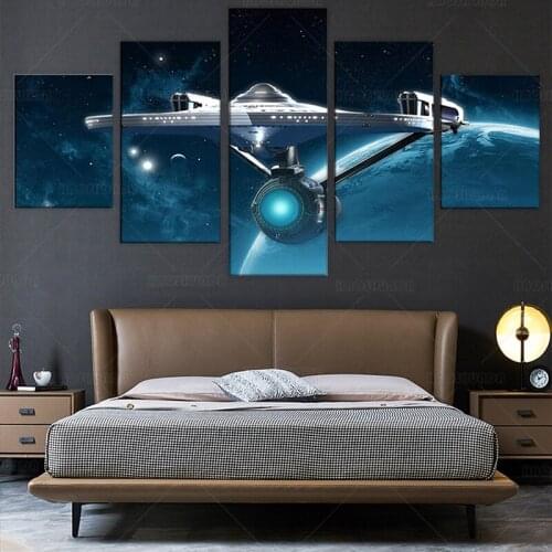 5 Piece Star Trek Movie Poster Fantasy HD Wall Picture Outer Space Universe Spaceship Poster Canvas Painting Wall Art Home Decor