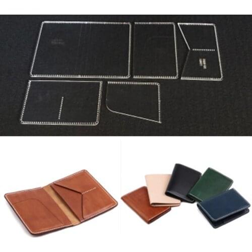 5 Pieces Leather Craft Handmade Clear Acrylic Card Holder Case Wallet Pattern Stencils Templates