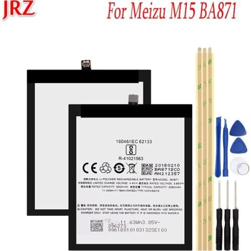 JRZ 3000mAh battery For Meizu BA871 phone Replacement Batteries For Meizu Meilan M15 BA871 With Tools