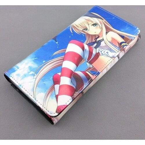 Anime Kantai Collection Shimakaze Womens Long Wallet With Internal Zipper Coin Pouch