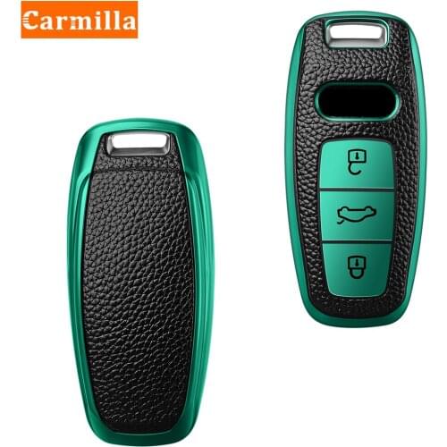 Carmilla TPU Leather Car Remote Key Cover Case For Audi Q8 C8 A6 A7 A8 2018 2019 2020 2021 Smart Key Holder Bag Accessories