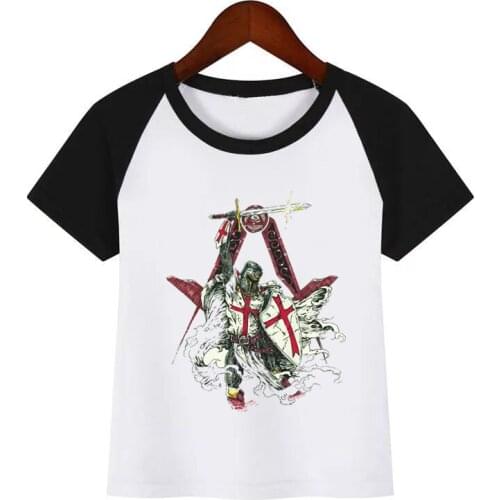 Children Summer T Shirt Templar Knight Print T-Shirts Boys Girls Cotton Tops Kids Fashion Tshirt