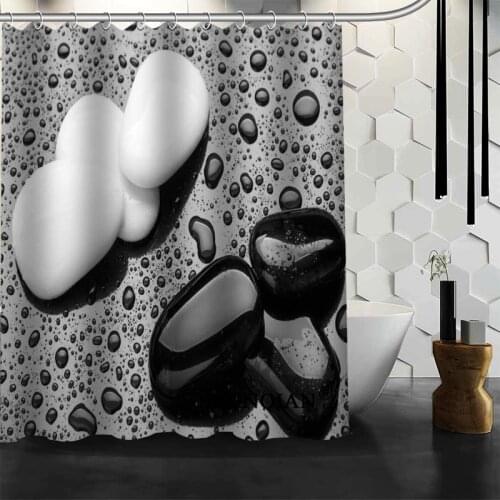 Hot Sale Bathroom Curtains stone Shower Curtain Custom Waterproof Polyester Fabric Curtain For Bathroom