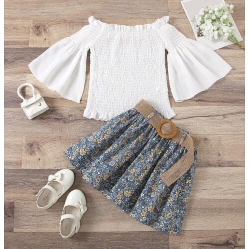 Pudcoco Toddler Baby Girl Clothes Sets Solid Color Fly Sleeve Knitted Tops Ruffle Skirt 2Pcs Outfits Summer Sunsuit Clothes