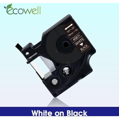 Ecowell White on Black printer ribbon Compatible for Dymo D1 45811 Label tape 19mm*7m for Dymo LabelManager LM360D LM420P 500TS