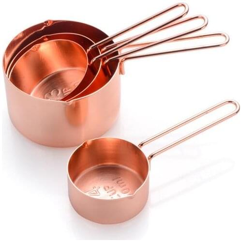 Measuring Cup Stainless Steel Plated Copper Rose Gold Kitchen Accessories Baking Bartending Measuring Spoon Cooking Tool OK 1145
