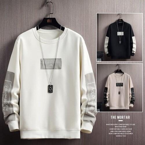 Autumn Men Casual Sweatshirts Harajuku Printed Men Long Sleeve Hoodies 2021 Korean Man Loose Pullovers Homme Spring Wearing