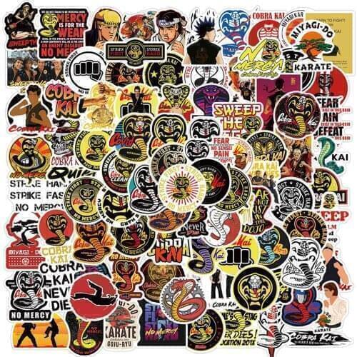 102 PCS TV Show Cobra Kai Stickers Laptop Guitar Luggage Skateboard Bike Car Waterproof Graffiti Sticker Decal Kid Classic Toys