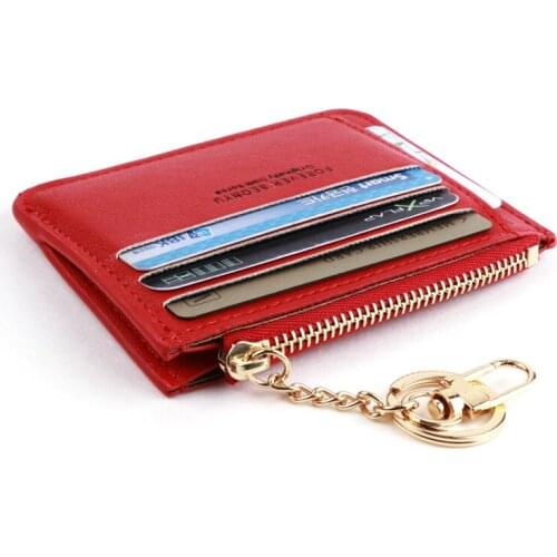 New Brand Super Thin Small Wallet Slim Womens Leather Key Chain ID Credit Card Holder For Female Ladies Mini Coin Purse