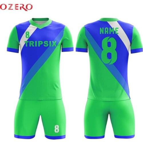 Blue color wholesale custom team soccer uniform, football shirt customized