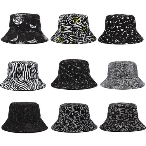 2021 Cotton Fashion Joker Print Two Sides Wear Bucket Hat Fisherman Hat Outdoor Travel Hat Sun Cap Hats for Men and Women 378
