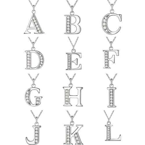 Simple Shiny Zircon 26 English Letters Pendant Women Men Thin Necklaces Jewelry