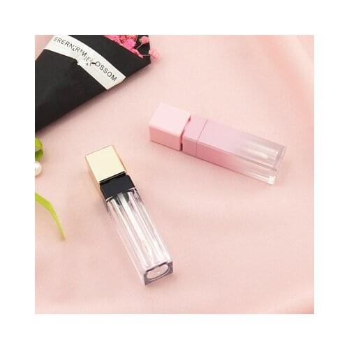 10/30/50pcs 8ML Empty Plastic Pink Lipstick Tube Beauty Lip Oil Bottle Square DIY Clear Labial Cosmetic Lip Gloss Containers