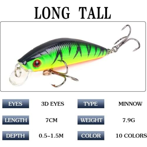1Pcs Lifelike Sea Fishing Minnow Lures Bait 7cm/7.9g Wobblers Crankbait Artifical Hard Isca Jerkbaits with Treble Hooks