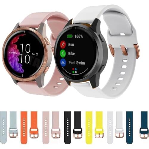 Rose Gold Button Silicone WatchBands Sports Wrist Strap For Garmin Forerunner 245M/645/Vivoactive 3/Venu SQ Band Bracelet Correa