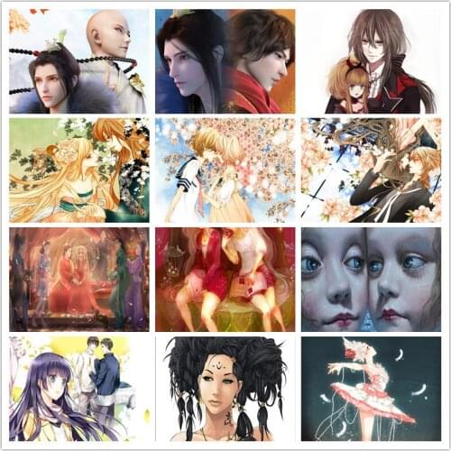 Anime Characters Love Family Japanese-Style European-Style Light Luxury Mosaic Diamond Painting Cross-Stitch Bead Embroidery