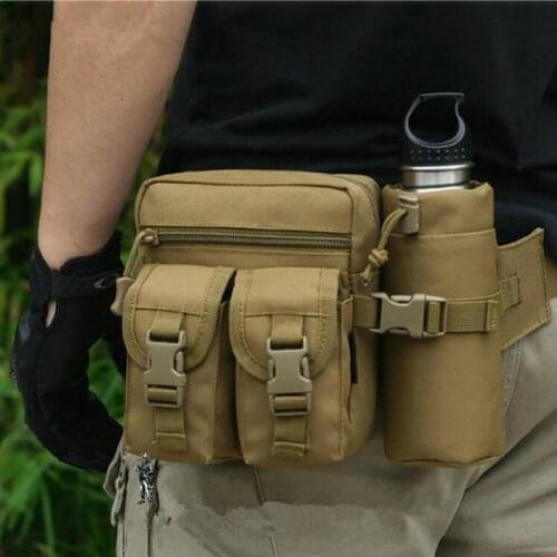 Outdoor Sports Tactical Military Water Bag Shoulder Bag Molle Camping Hiking Waterproof Waist Pack Bag Kettle Pocket Bag Zi
