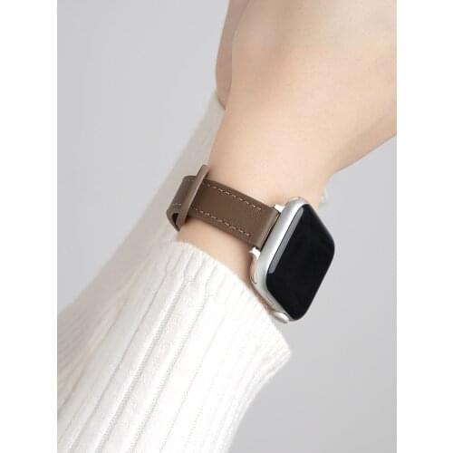 Slim Watch Band for Apple Watch SE 6 5 4 3 2 42MM 44MM Metal Bracelet Strap for iWatch Series 38MM 40MM Woman Leather Watchband