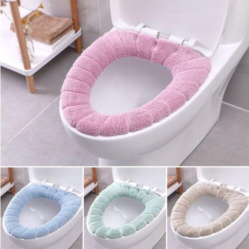 Thickened Warm Toilet Seat Cover Mat Insulation Cold Knitted Soft Universal Wc Toilet Seat Cover Mat Washable Toilet Accessory