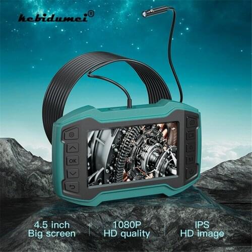 4.5" IPS 1080P Snake Video Inspection Camera Single Dual Lens Industrial Endoscope Camera with 6 LED Detachable Semi-Rigid Cable